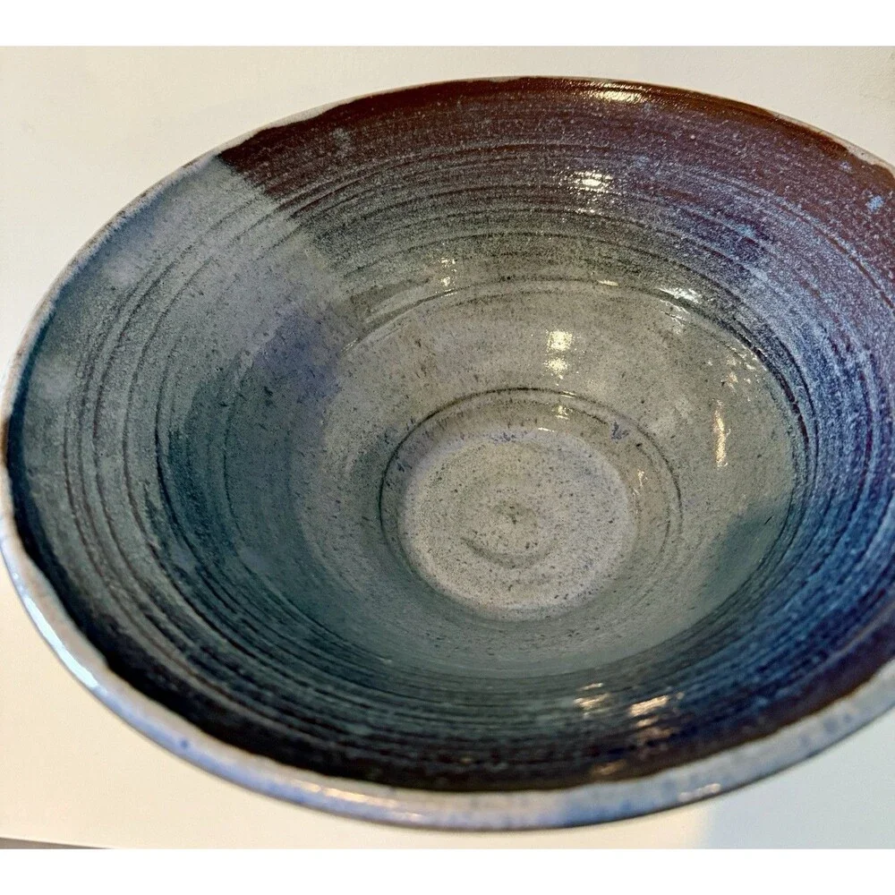 McWhirter Pottery NC Red Ware Bowl Mtn Cabin Vtg Folk Art Beautiful Studio 11.5x - Picture 6 of 16